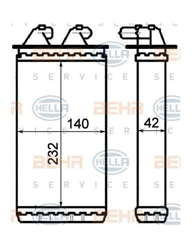 Radiador de calefacción Hella 8FH 351 313-201 - Calefactor FIAT CINQUECENTO BEHR HELLA SERVICE  PREMIUM LINE 