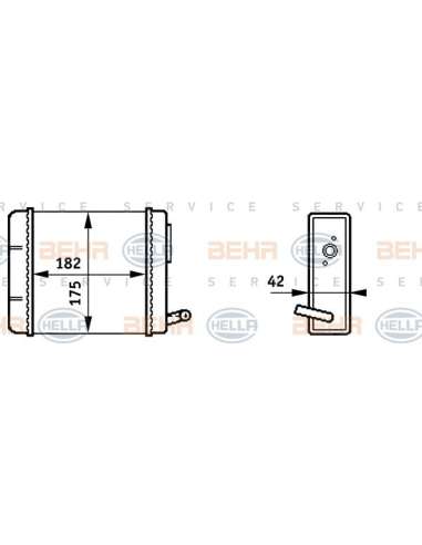 Radiador de calefacción Hella 8FH 351 313-211 - Calefactor FIAT PANDA BEHR HELLA SERVICE  PREMIUM LINE 