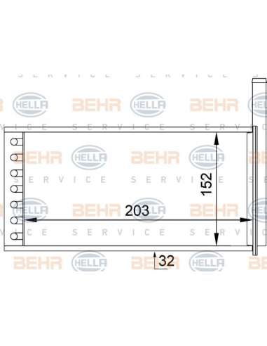 Radiador de calefacción Hella 8FH 351 313-231 - Calefactor FORD ESCORT V / VI / VII BEHR HELLA SERVICE  PREMIUM LINE 