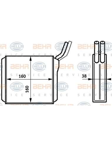 Radiador de calefacción Hella 8FH 351 313-261 - Calefactor OPEL FRONTERA BEHR HELLA SERVICE  PREMIUM LINE 