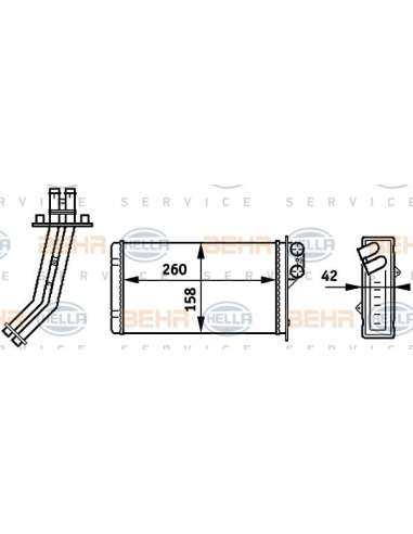 Radiador de calefacción Hella 8FH 351 313-311 - Calefactor RENAULT LAGUNA 95 BEHR HELLA SERVICE  PREMIUM LINE 