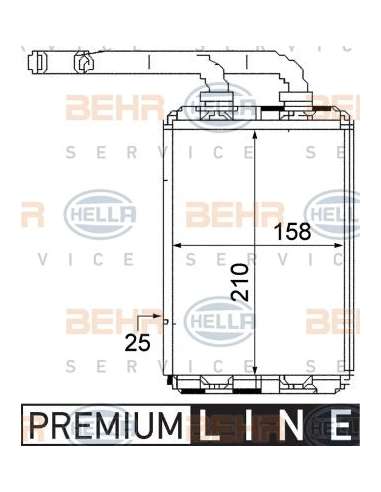 Radiador de calefacción Hella 8FH 351 313-321 - Calefactor RENAULT TWINGO BEHR HELLA SERVICE  PREMIUM LINE 