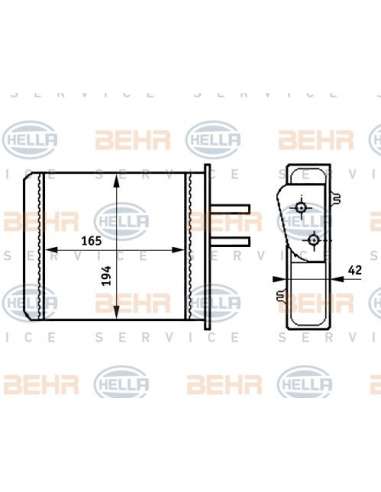 Radiador de calefacción Hella 8FH 351 313-351 - Calefactor FIAT PUNTO I / LANCIA Y BEHR HELLA SERVICE  PREMIUM LINE 