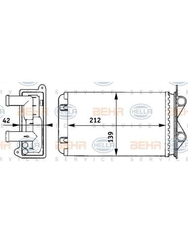 Radiador de calefacción Hella 8FH 351 313-401 - Calefactor VW TRANSPORTER T3 / T4 BEHR HELLA SERVICE  PREMIUM LINE 