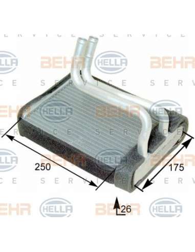 Radiador de calefacción Hella 8FH 351 315-251 - Calefactor HYUNDAI SONATA (98-03) BEHR HELLA SERVICE  PREMIUM LINE 