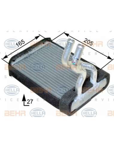 Radiador de calefacción Hella 8FH 351 315-261 - Calefactor HYUNDAI TRAJET (99-) BEHR HELLA SERVICE  PREMIUM LINE 