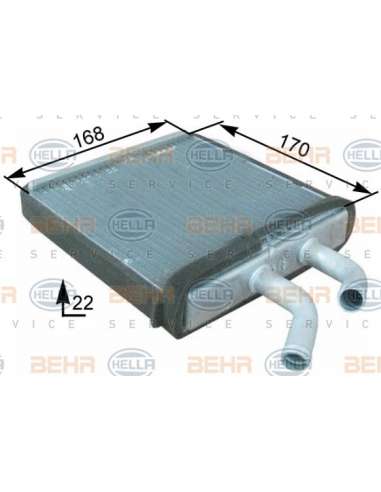 Radiador de calefacción Hella 8FH 351 315-291 - Calefactor KIA RIO (99-04) BEHR HELLA SERVICE  PREMIUM LINE 