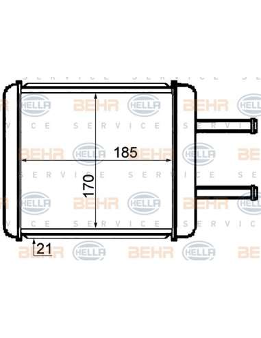 Radiador de calefacción Hella 8FH 351 315-741 - Calefactor KIA CARNIVAL99-05 BEHR HELLA SERVICE  PREMIUM LINE 
