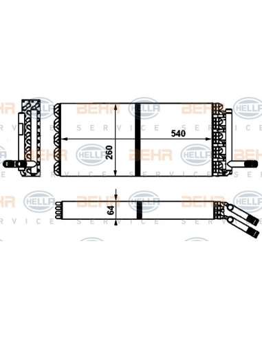 Radiador de calefacción Hella 8FH 351 394-001 - Calefactor MERCEDES BENZ, SETRA BEHR HELLA SERVICE  PREMIUM LINE 