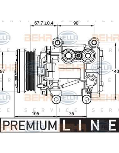Compresor, aire acondicionado Hella 8FK 351 134-491 - Compresor JAGUAR S-TYPE (CCX) BEHR HELLA SERVICE  PREMIUM LINE 