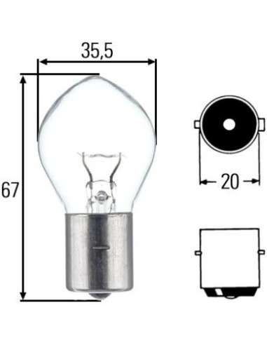 Lámpara , piloto de marcha atrás Hella 8GA 002 083-131 -  EXTINGUIDA  8GA002083-131 LAMP. 12V 35W BA20s base type