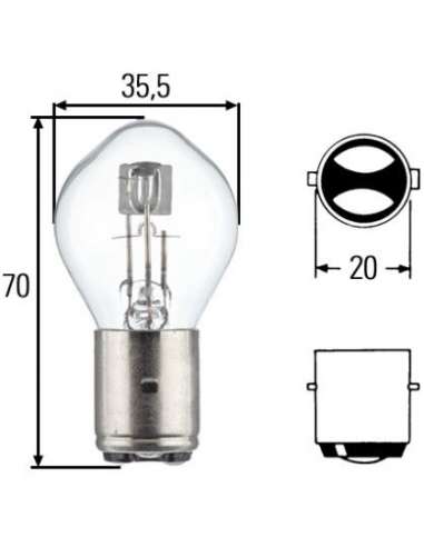 Lámpara, faro principal Hella 8GD 002 084-251 -  EXTINGUIDA  8GD 002 084-251 LAMPARA S2 24V 45/4 Heavy Star