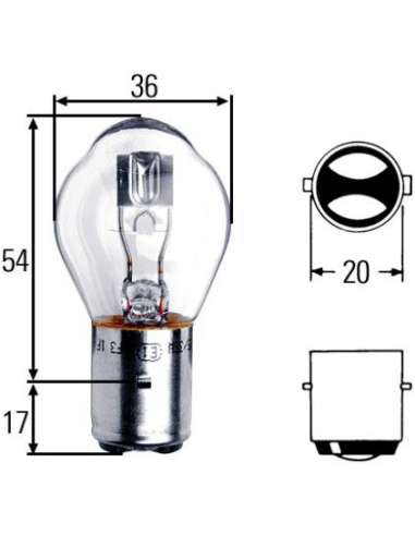 Lámpara, faro principal Hella 8GD 008 897-121 -  EXTINGUIDA  8GD008897-121 LAMPARA 12 V 25/25W Heavy Star