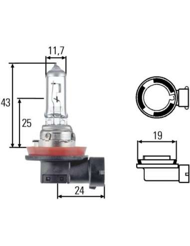 Lámpara, faro principal Hella 8GH 008 358-151 -  EXTINGUIDA  8GH 008 358-151 LAMPARA H11 12V 55W