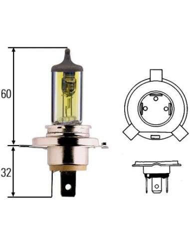 Lámpara, faro principal Hella 8GJ 002 525-341 -  EXTINGUIDA  8GJ002525-341 LAMPARA H-4 12V. YEL 