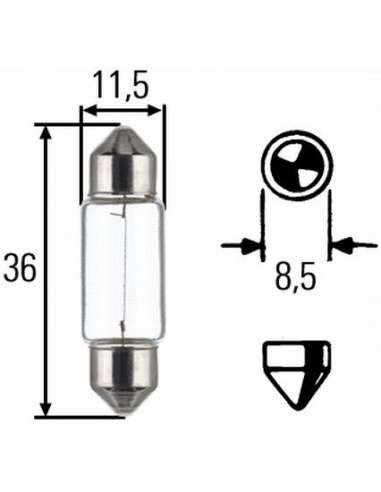 Lámpara, luz para lectura Hella 8GM 002 092-121 -  EXTINGUIDA  8GM002092-121 LAMPARA C5W 12V 5W base type