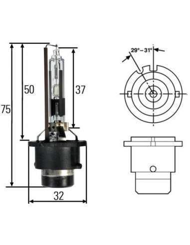 Lámpara Hella 8GS 007 001-121 - 8GS007001-121 LAMP. 12V 35W DESC. G Sportlight