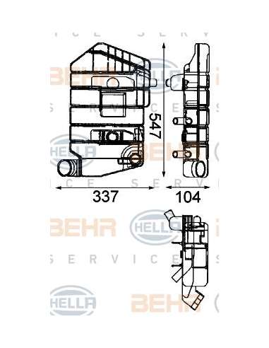 Depósito compensación, refrigerante Hella 8MA 376 705-071 - Depósito Expansión DAF X95/ DIV. BEHR HELLA SERVICE  PREMIUM...