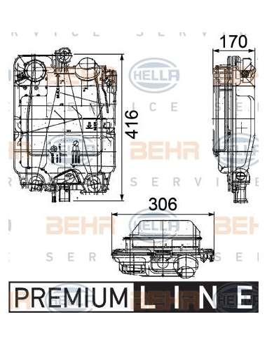 Depósito compensación, refrigerante Hella 8MA 376 753-781 - Depósito Expansión IVECO EUROTECH /  TRAKKER BEHR HELLA SERV...