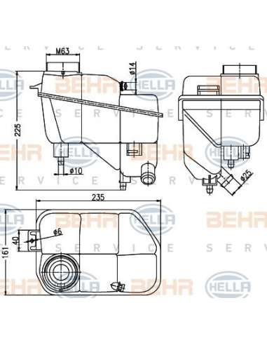 Depósito compensación, refrigerante Hella 8MA 376 789-701 - Depósito Expansión MERCEDES E-CLASS / CLS BEHR HELLA SERVICE...