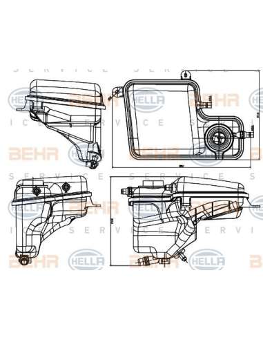 Depósito compensación, refrigerante Hella 8MA 376 789-711 - Depósito Expansión BMW 7 SERIES (E6 5/ E66) BEHR HELLA SERVI...