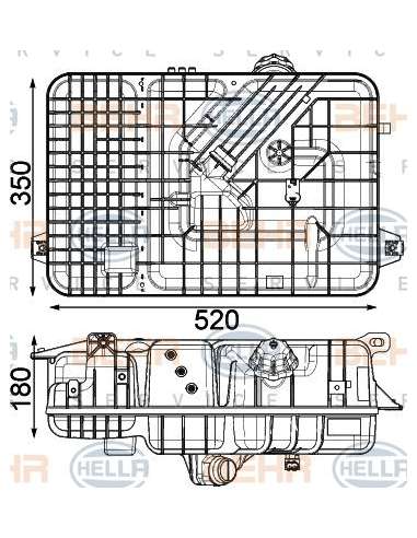 Depósito compensación, refrigerante Hella 8MA 376 923-791 - Depósito Expansión MB ACTROS MP4 BEHR HELLA SERVICE  PREMIUM...