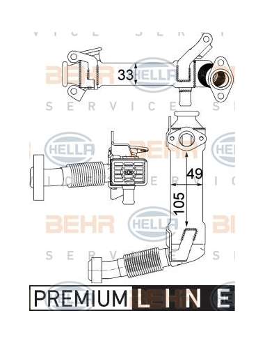 Elemento enfriador, reciclaje gases escape Hella 8ME 376 750-761 - Intercooler gas de escape BMW X3 BEHR HELLA SERVICE  ...