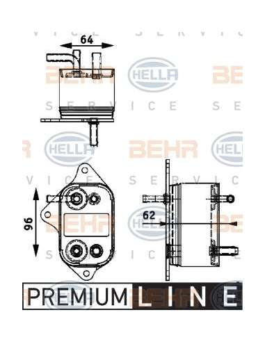 Refrigerador combustible Hella 8MK 376 745-011 - Radiador Combustible MB C-CL. (W202 ) BEHR HELLA SERVICE  PREMIUM LINE 