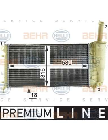 Radiador, refrigeración del motor Hella 8MK 376 900-101 - Radiador FIAT IDEA 1.2i BEHR HELLA SERVICE  PREMIUM LINE 
