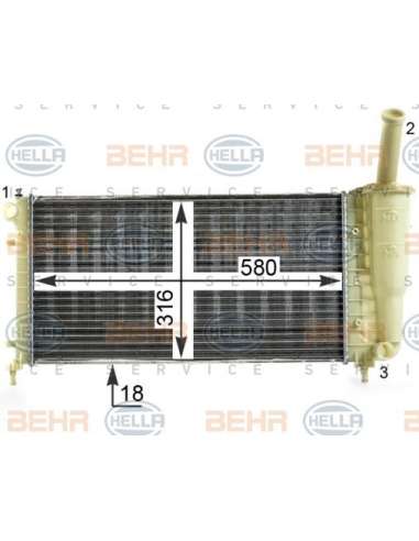 Radiador, refrigeración del motor Hella 8MK 376 900-104 - Radiador FIAT PUNTO BEHR HELLA SERVICE  PREMIUM LINE 