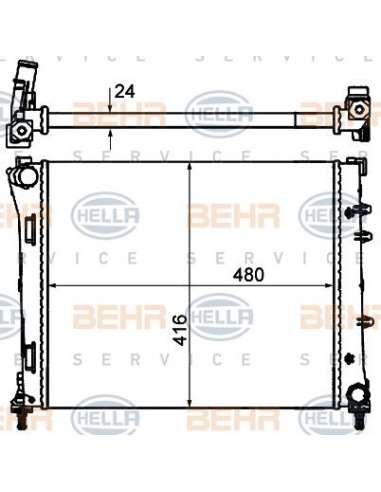 Radiador, refrigeración del motor Hella 8MK 376 900-174 - Radiador FIAT 500 1.2 BEHR HELLA SERVICE  PREMIUM LINE 
