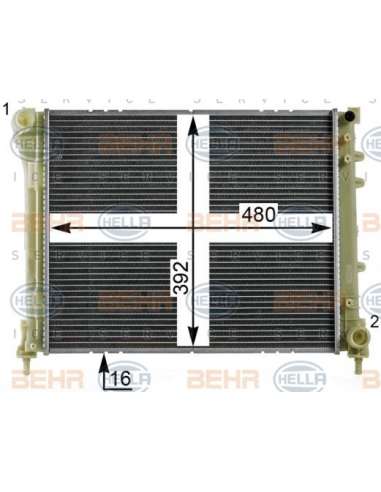 Radiador, refrigeración del motor Hella 8MK 376 900-211 - Radiador FIAT PANDA 0.9 TWIN BEHR HELLA SERVICE  PREMIUM LINE 