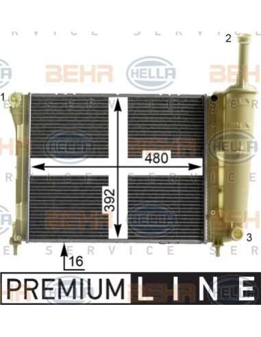 Radiador, refrigeración del motor Hella 8MK 376 900-221 - Radiador FIAT PANDA 1.2i BEHR HELLA SERVICE  PREMIUM LINE 