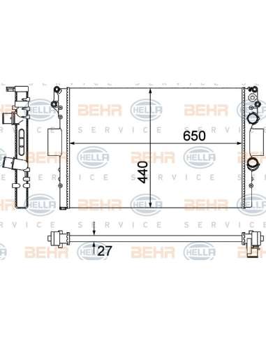 Radiador, refrigeración del motor Hella 8MK 376 900-231 - Radiador IVECO DAILY 2.8 D BEHR HELLA SERVICE  PREMIUM LINE 