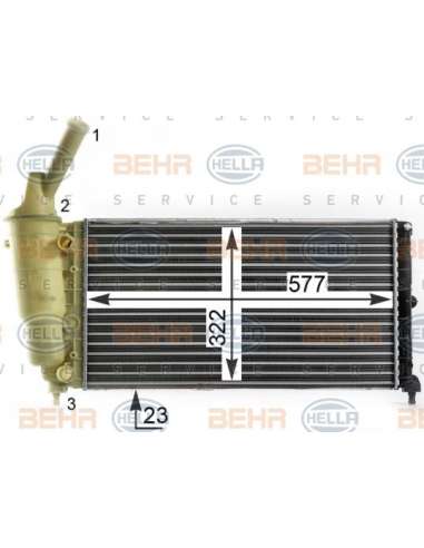 Radiador, refrigeración del motor Hella 8MK 376 900-241 - Radiador LANCIA Y 1.2i BEHR HELLA SERVICE  PREMIUM LINE 