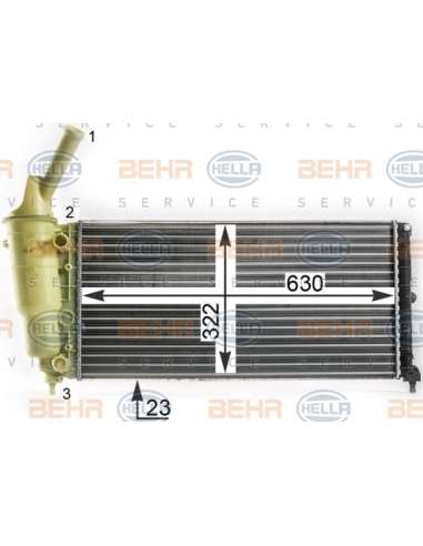 Radiador, refrigeración del motor Hella 8MK 376 900-251 - Radiador LANCIA Y 1.2i BEHR HELLA SERVICE  PREMIUM LINE 