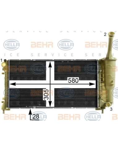 Radiador, refrigeración del motor Hella 8MK 376 900-274 - Radiador FIAT IDEA 1.4I BEHR HELLA SERVICE  PREMIUM LINE 