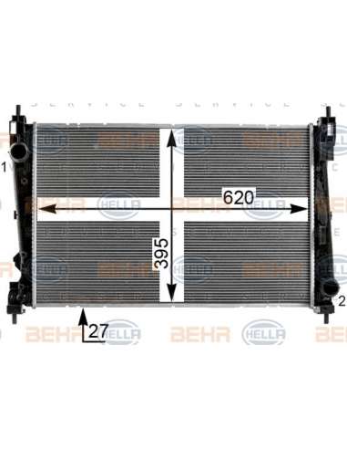 Radiador, refrigeración del motor Hella 8MK 376 900-281 - Radiador LANCIA DELTA 1.9 BEHR HELLA SERVICE  PREMIUM LINE 