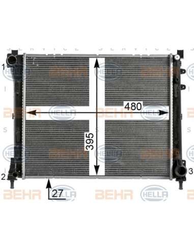 Radiador, refrigeración del motor Hella 8MK 376 900-291 - Radiador LANCIA YPSILON 0.9 TWIN BEHR HELLA SERVICE  PREMIUM L...