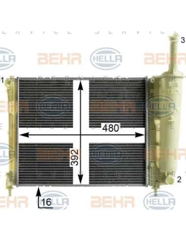 Radiador, refrigeración del motor Hella 8MK 376 900-301 - Radiador LANCIA YPSILON 1.2i BEHR HELLA SERVICE  PREMIUM LINE 