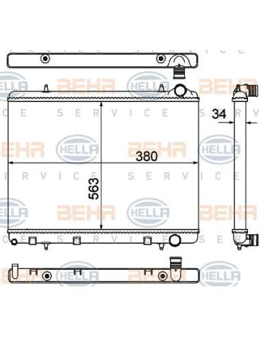 Radiador, refrigeración del motor Hella 8MK 376 901-031 - Radiador CITROEN C4/ PEUGEOT 307 BEHR HELLA SERVICE  PREMIUM L...