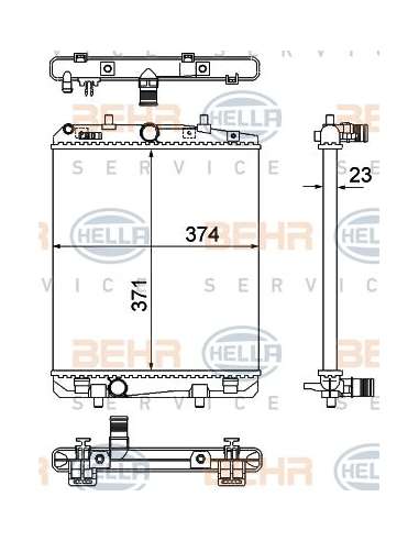 Radiador, refrigeración del motor Hella 8MK 376 901-051 - Radiador PSA107 / C1 / Toyota Aygo BEHR HELLA SERVICE  PREMIUM...