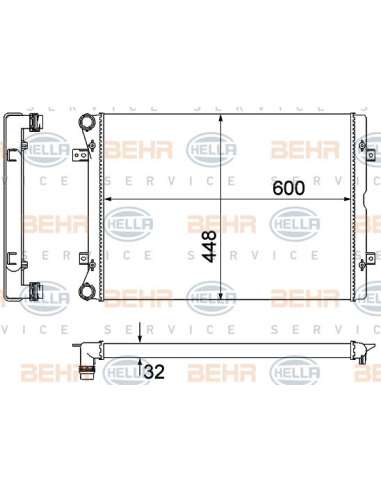 Radiador, refrigeración del motor Hella 8MK 376 901-101 - Radiador RENAULT CLIO I / RAPID BEHR HELLA SERVICE  PREMIUM LINE 