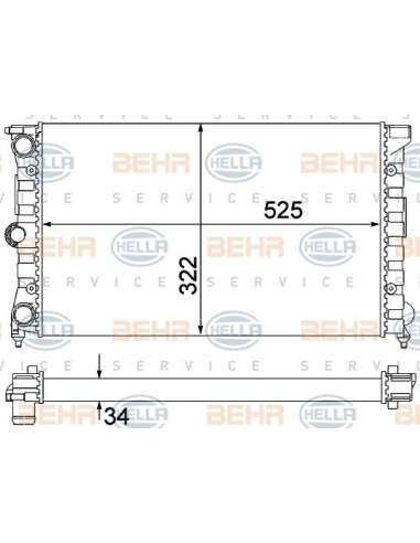 Radiador, refrigeración del motor Hella 8MK 376 901-131 - Radiador VW PASSAT / SANTANA BEHR HELLA SERVICE  PREMIUM LINE 