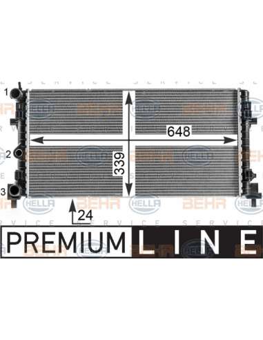 Radiador, refrigeración del motor Hella 8MK 376 902-011 - Radiador VAG, A1, IBIZA, POLO BEHR HELLA SERVICE  PREMIUM LINE 
