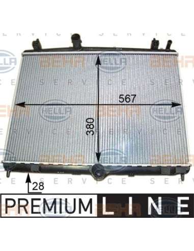 Radiador, refrigeración del motor Hella 8MK 376 910-201 - Radiador PEUGEOT 406/ CITROEN C5 BEHR HELLA SERVICE  PREMIUM L...