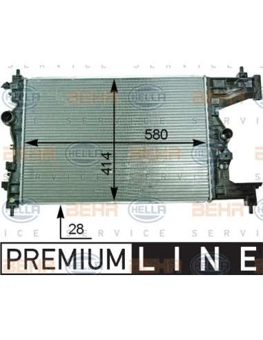 Radiador, refrigeración del motor Hella 8MK 376 910-221 - Radiador OPEL ASTRA J BEHR HELLA SERVICE  PREMIUM LINE 