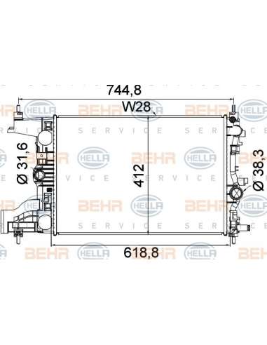 Radiador, refrigeración del motor Hella 8MK 376 910-241 - Radiador ASTRA J 1.4/1.6 T BEHR HELLA SERVICE  PREMIUM LINE 