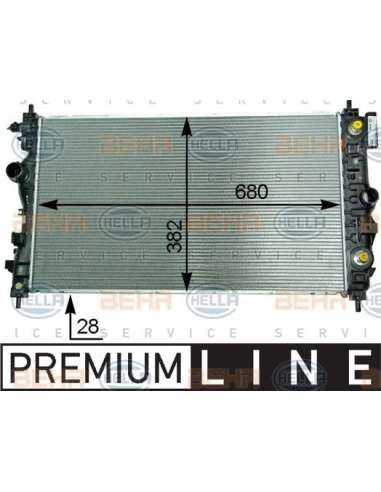 Radiador, refrigeración del motor Hella 8MK 376 910-251 - Radiador OPEL ASTRA J automatic BEHR HELLA SERVICE  PREMIUM LINE 