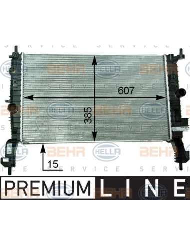 Radiador, refrigeración del motor Hella 8MK 376 910-291 - Radiador OPEL MERIVA BEHR HELLA SERVICE  PREMIUM LINE 